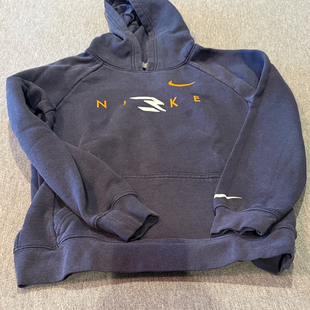 Nike Dark Blue Hoodie with Orange Accents